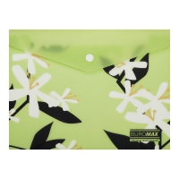 Папка-конверт А5 на кнопке, PLUMERIA ARABESKI, полупрозрачная, салатовая Buromax BM.3919-15