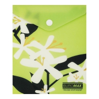 Папка-конверт А6 на кнопке, PLUMERIA ARABESKI, полупрозрачная, салатовая Buromax BM.3922-15