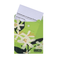 Папка-конверт А6 на кнопке, PLUMERIA ARABESKI, полупрозрачная, салатовая Buromax BM.3922-15
