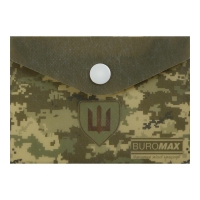 Папка-конверт на кнопке, MILITARY A7, непрозрачный матовый, пластик, зеленый Buromax BM.3923-04