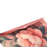 Папка конверт А4 на кнопке, PEONY ARABESKI, полупрозрачная, розовая Buromax BM.3943-10