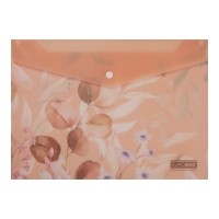 Папка-конверт А4 на кнопке, PEACH ARABESKI, полупрозрачная, персиковая Buromax BM.3943-46