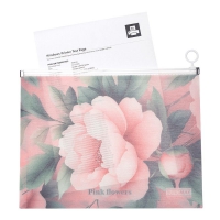 Папка-конверт А4 на zip-молнии, PEONY ARABESKI, полупрозрачная, розовая Buromax BM.3948-10