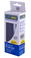 Степлер пластиковый RUBBER TOUCH до 20арк., (скобы № 24; 26), черный Buromax BM.4202-01