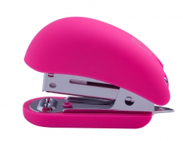Степлер пластиковий RUBBER TOUCH Міні до 15арк., (скоби №24; 26), рожевий Buromax BM.4234-10