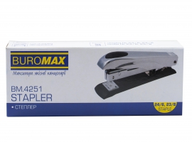 Степлер металевий до 50арк., (скоби №23, 24, 26), чорний Buromax BM.4251-01
