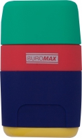 Гумка + Чинка RAINBOW, RUBBER TOUCH, 2 отв., контейнер, пластик.корпус Buromax BM.4771