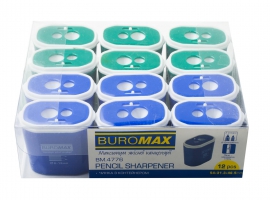 Чинка велика, 2 отвора, пласт.корпус, контейнер Buromax BM.4776