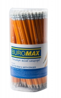 Карандаш графитовый HB, желтый, с ластиком Buromax JOBMAX BM.8500