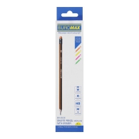 Карандаш графитовый NEON НВ, черно-неоновый, с ластиком, карт. коробка Buromax BM.8508