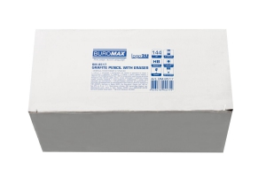 Олівець графітовий L2U, HB, білий, з гумкою, карт. коробка 144шт. Buromax BM.8517