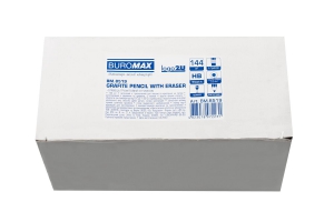 Олівець графітовий L2U, HB, чорний, з гумкою, карт. коробка 144шт. Buromax BM.8519