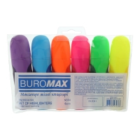 Набір з 6х текст-маркерів NEON, 2-4 мм, з гум.вставками Buromax BM.8904-94