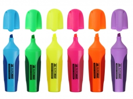 Набір з 6х текст-маркерів NEON, 2-4 мм, з гум.вставками Buromax BM.8904-94