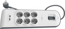 Мережевий фільтр Belkin з захистом від перенапруги, 6 роз., 2xUSB 2.4A, 650 Дж, UL 500 В, кабель 2м BSV604vf2M