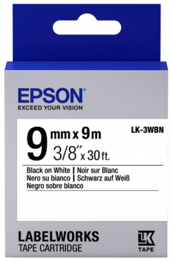 Картридж с лентой Epson LK3WBN принтеров LW-300/400/400VP/700 Std Blk/Wht 9mm/9m C53S653003