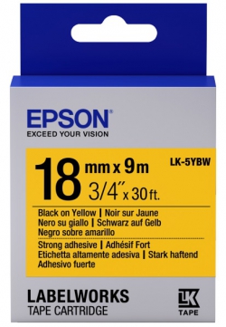Картридж зі стрічкою Epson LK-5YBW принтерів LW-400/400VP/700 Strng adh Blk/Yell 18mm/9m C53S655010