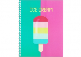 Блокнот "Pixel: Ice Cream" А5 (150х200), пластикова обкладинка, спіраль, 60 арк., клітинка COOLFORSCHOOL CF21213-05