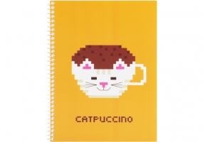 Блокнот "Pixel: Catpuccino" А5 (150х200), пластикова обкладинка, спіраль, 60 арк., клітинка COOLFORSCHOOL CF21213-07