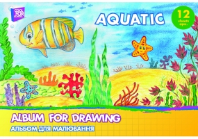 Альбом для малювання на скобі, 12 аркушів, "Aquatic" COOLFORSCHOOL CF60901-01
