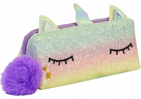 Пенал на 1 відділення з блискітками та помпоном COOLFORSCHOOL CF6636-purple
