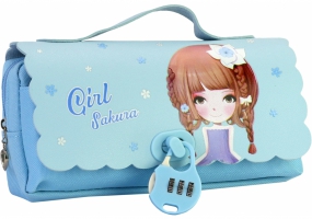 Пенал на 2 отделения с брелоком COOLFORSCHOOL CF6966-rose CF7473-blue