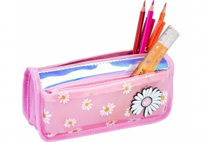 Пенал на 2 відділення на блискавках, рожевий COOLFORSCHOOL CF86974