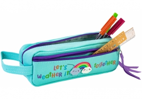 Пенал с ремешком на 2 отделения на молниях, голубой COOLFORSCHOOL CF87016