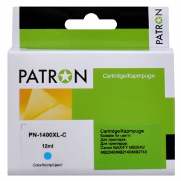 Картридж сумісний Canon pgi-1400c xl (9202b001) 1200 арк, блакитний Patron (pn-1400xl-c) CI-CAN-PGI1400XLC-PN