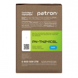 Тонер-картридж сумісний Brother tn-241c, блакитний green label Patron (pn-tn241cgl) CT-BRO-TN-241C-PN-GL