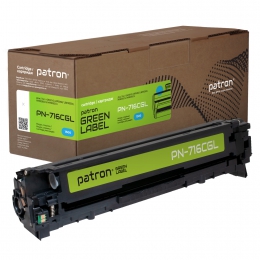 Картридж совместимый Canon 716 green label, голубой Patron (pn-716cgl) CT-CAN-716-C-PN-GL