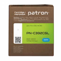 Тонер-картридж совместимый oki 46508735 green label, голубой Patron (pn-c332cgl) CT-OKI-C332-C-PN-GL