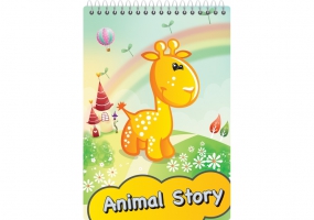 Блокнот "Animal story', А6, пластикова обкл., глітер, 48 арк., верхня спіраль, кліт. ECONOMIX E20319-98
