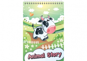 Блокнот "Animal story', А6, пластикова обкл., глітер, 48 арк., верхня спіраль, кліт. ECONOMIX E20319-98
