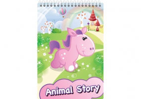 Блокнот "Animal story', А6, пластикова обкл., глітер, 48 арк., верхня спіраль, кліт. ECONOMIX E20319-98
