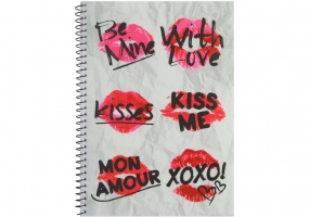 Блокнот "Valentine: Stickers" А5 (150х200), пластикова обкладинка, спіраль, 80 арк., клітинка ECONOMIX E21951-07