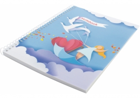 Блокнот "Spring Mood: Swan" А5, пластикова обкл., спіраль, 80 арк., клітинка ECONOMIX E21952-02