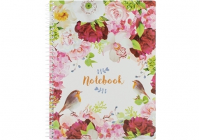 Блокнот "Spring Mood: Red Flowers" А5, пластикова обкл., спіраль, 80 арк., клітинка ECONOMIX E21952-03