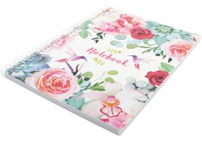Блокнот "Spring Mood: Pink Flowers" А5, пластикова обкл., спіраль, 80 арк., клітинка ECONOMIX E21952-04