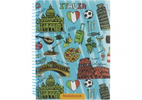 Блокнот "Travelling: ITALIA" А5, пластикова обкл., спіраль, 80 арк., клітинка ECONOMIX E21953-03