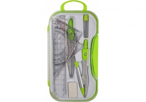 Готовальня в кейсі з кнопкою, Economix, 8 предметів, зелена E81418
