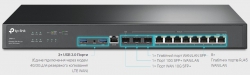 Мультисервисный Маршрутизатор TP-LINK ER8411 8xGE LAN/WAN, 1xSFP WAN/LAN, 2x10GE SFP+ WAN/LAN, 2xUSB