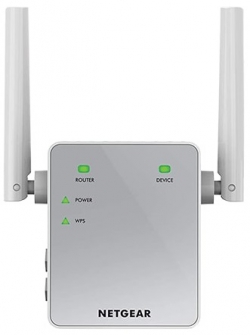 Розширювач WiFi-покриття NETGEAR EX3700 AC750, 1xFE LAN, 2x зовнішн. ант. EX3700-100PES
