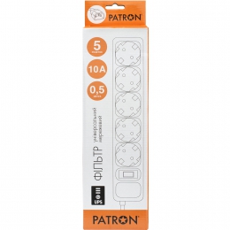 Мережевий фільтр для дбж 5 розеток Black 0.5 м, 3*1мм2 sp-1052u Patron EXT-PN-SP-1052U
