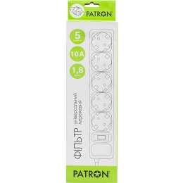 Мережевий фільтр 5 розеток white 1.8 м, 3*1мм2 sp-1052w Patron EXT-PN-SP-1052W