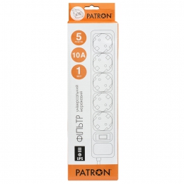 Мережевий фільтр для дбж 5 розеток Black 1 м, 3*1мм2 sp-1053u Patron EXT-PN-SP-1053U