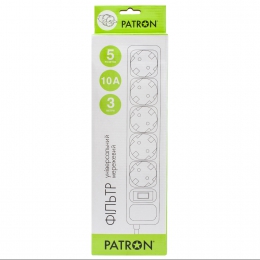 Мережевий фільтр 5 розеток white 3.0 м, 3*1мм2 sp-1053w Patron EXT-PN-SP-1053W