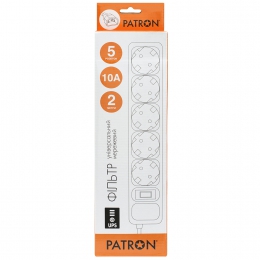 Мережевий фільтр для дбж 5 розеток Black 2 м, 3*1мм2 sp-1055u Patron EXT-PN-SP-1055U