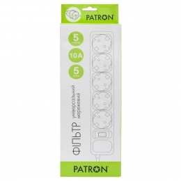 Мережевий фільтр 5 розеток Black 5.0 м, 3*1мм2 sp-1055 Patron EXT-PN-SP-1055