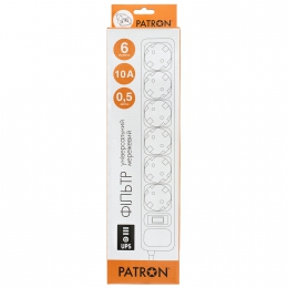 Мережевий фільтр для дбж 6 розеток Black 0.5 м, 3*1мм2 sp-1062u Patron EXT-PN-SP-1062U